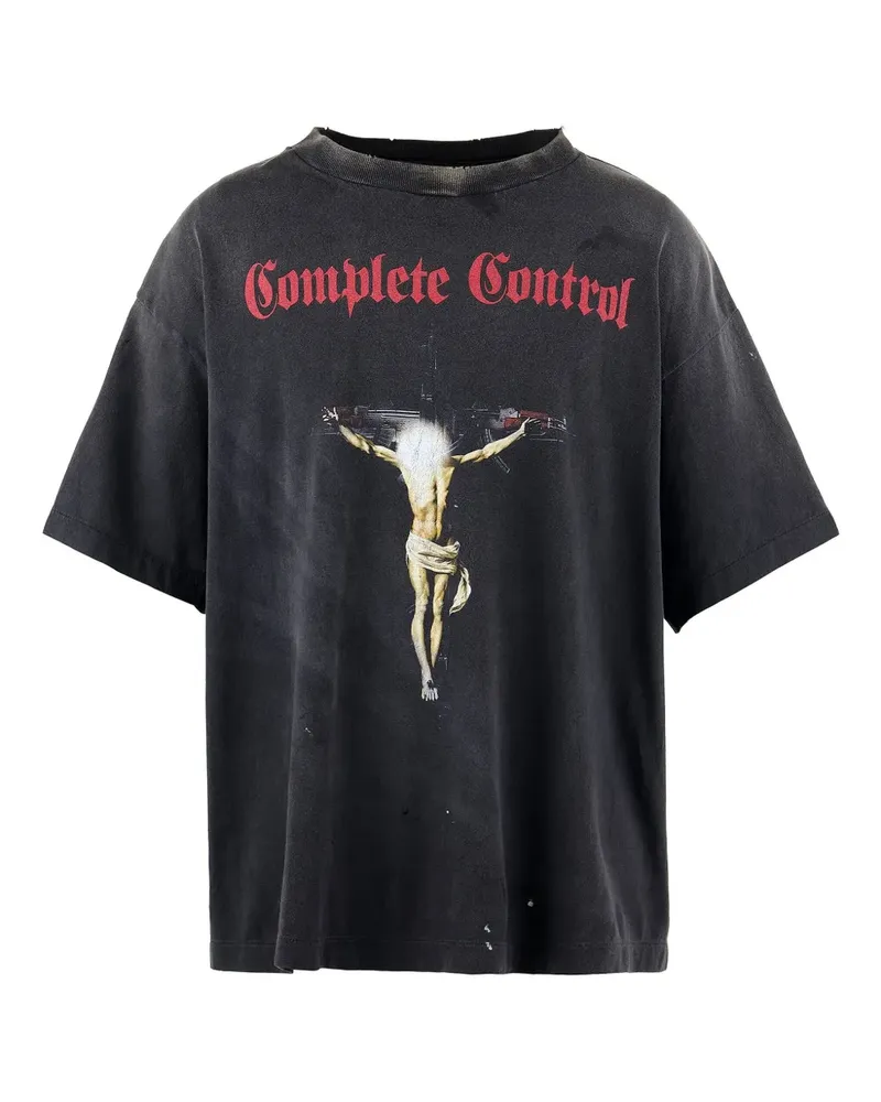 SAINT MXXXXXX T-Shirt mit Slogan-Print - Schwarz Schwarz