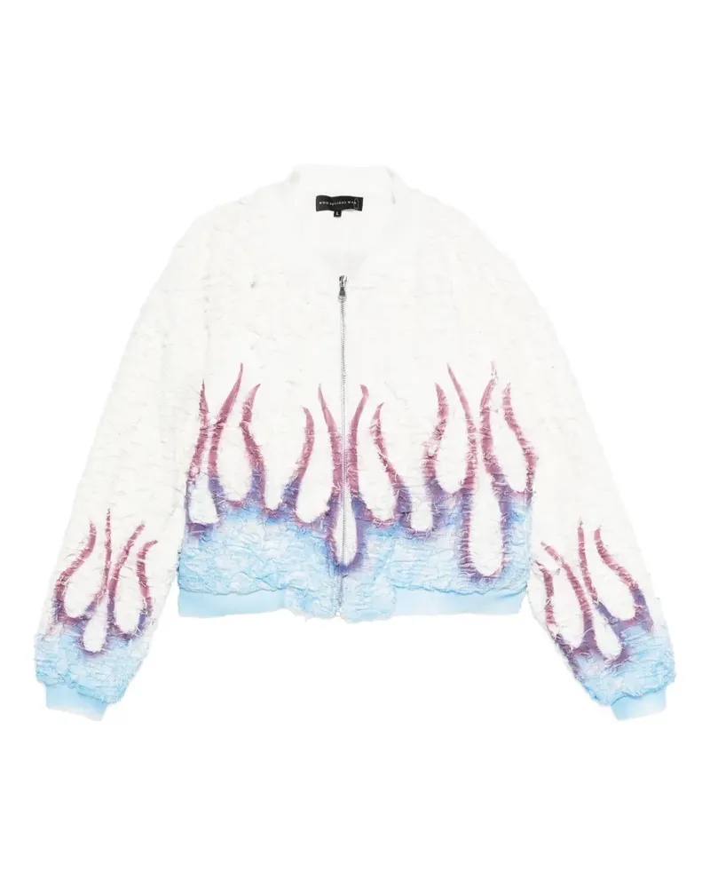 WHO DECIDES WAR flame-design bomber jacket - Weiß Weiß