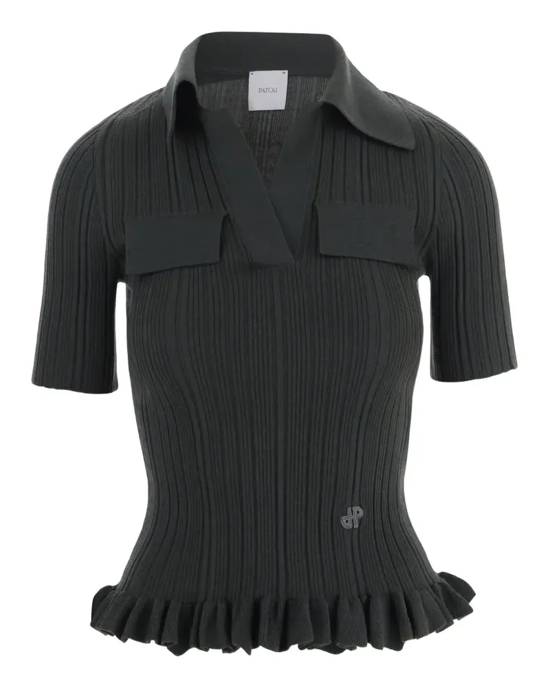Patou Gerippter Pullover mit Rüschen - Grün Grün