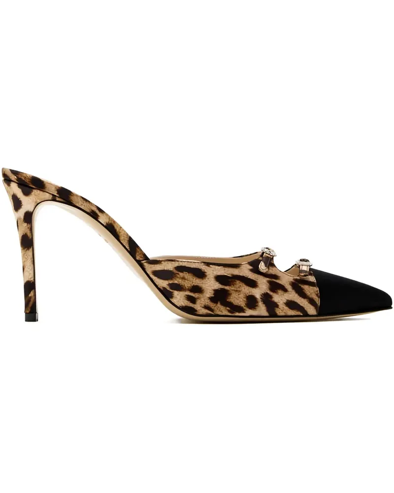 Andrea Wazen Caroline Stiletto-Mules mit Leoparden-Print 85mm - Nude Nude