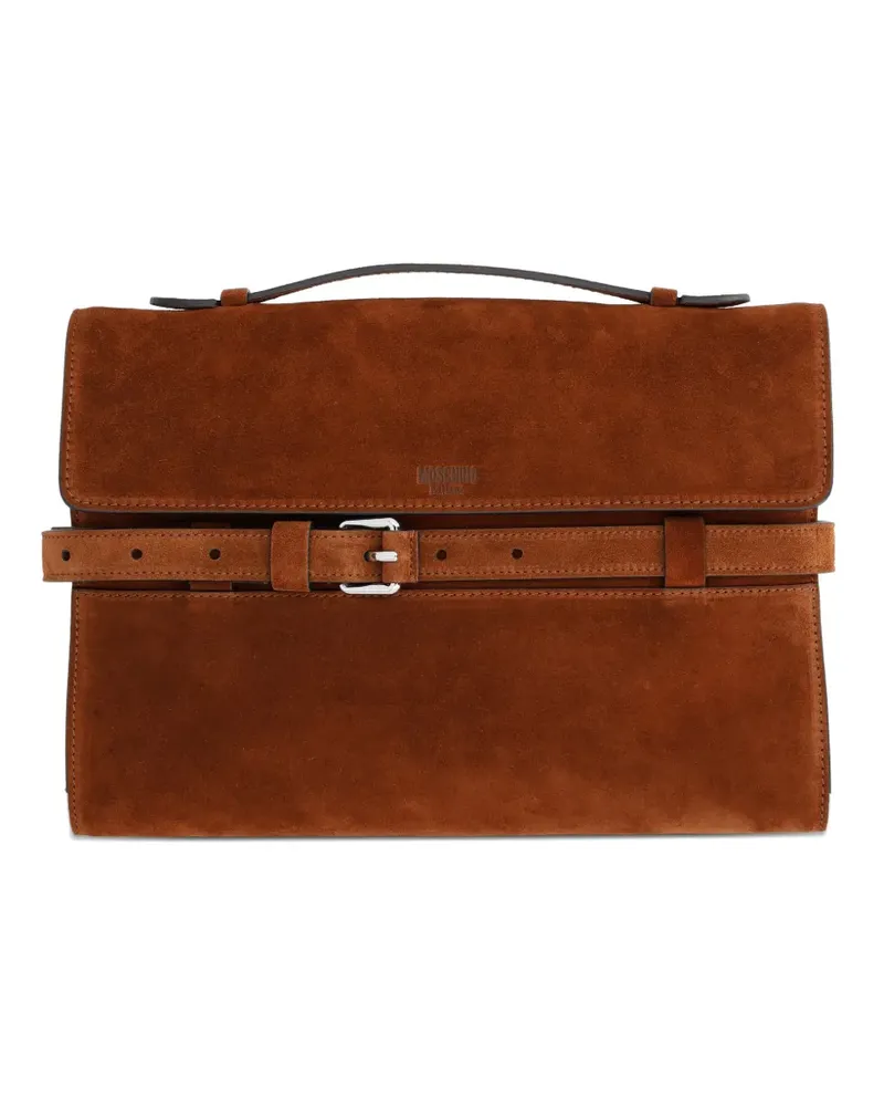 Moschino belted top handle tote bag - Braun Braun