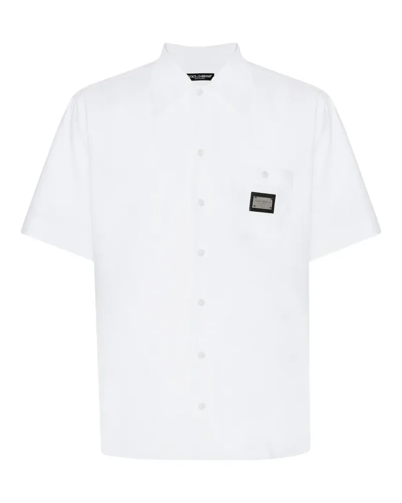 Dolce & Gabbana cotton Hawaiian shirt with branded tag - Weiß Weiß