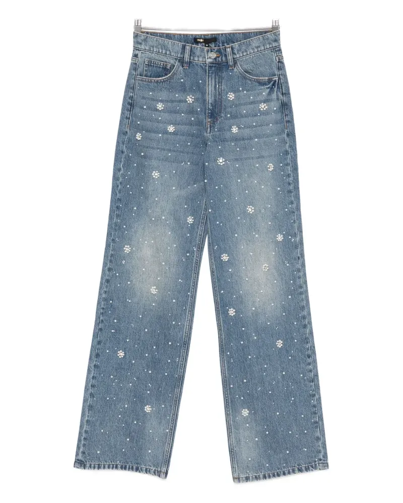Maje floral-appliqué straight-leg jeans - Blau Blau