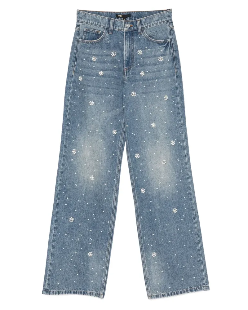 Maje Gerade Jeans mit blumigen Applikationen - Blau Blau