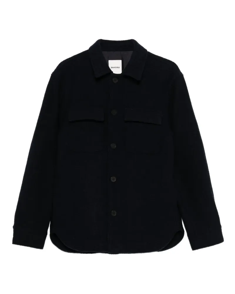Sandro Wolljacke mit Klappentaschen - Blau Blau