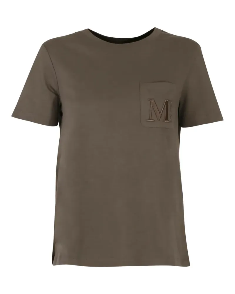 Max Mara T-Shirt mit bestickter Tasche - Grau Grau