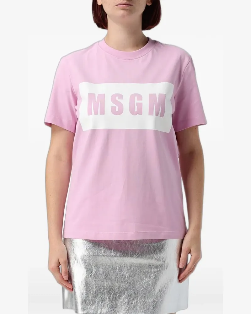 MSGM logo-print cotton T-shirt - Rosa Rosa