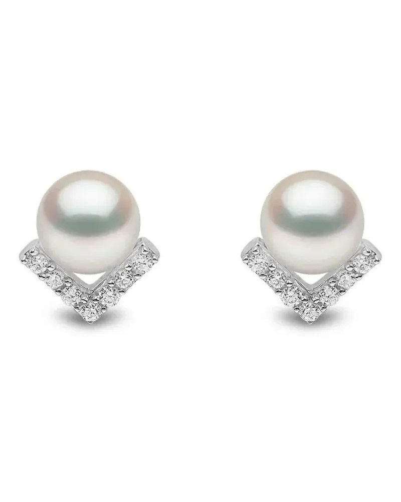 YOKO London Trend Ohrringe mit Süßwasserperlen und Diamanten - Silber Silber