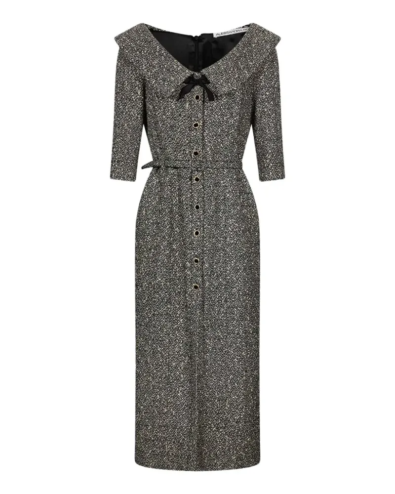 Alessandra Rich Schulterfreies Tweed-Midikleid mit Pailletten - Grau Grau