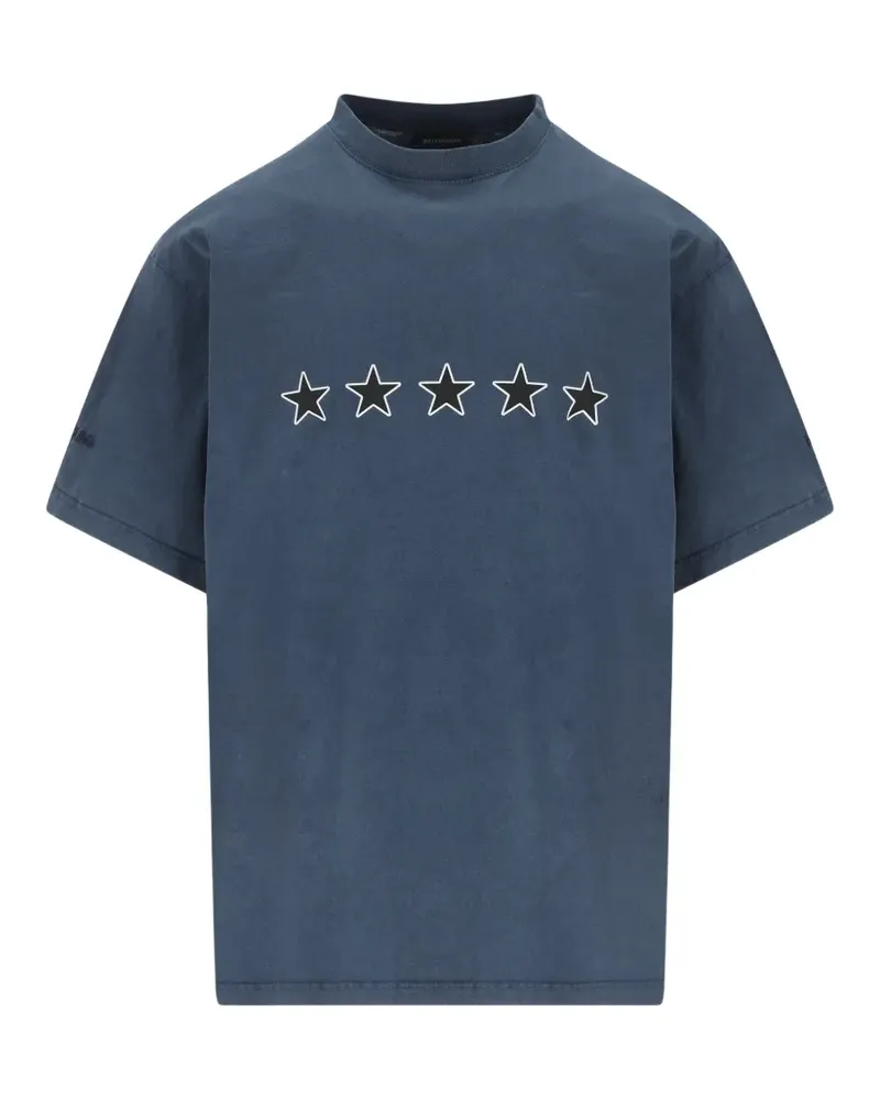 Balenciaga stars-graphic T-shirt - Blau Blau