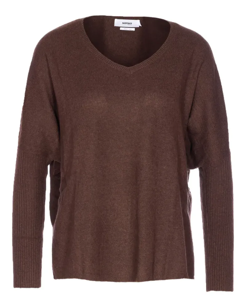 Not Shy Kaschmirpullover mit V-Ausschnitt - Braun Braun