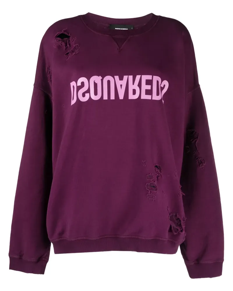Dsquared2 Hoodie mit Distressed-Detail - Violett Violett