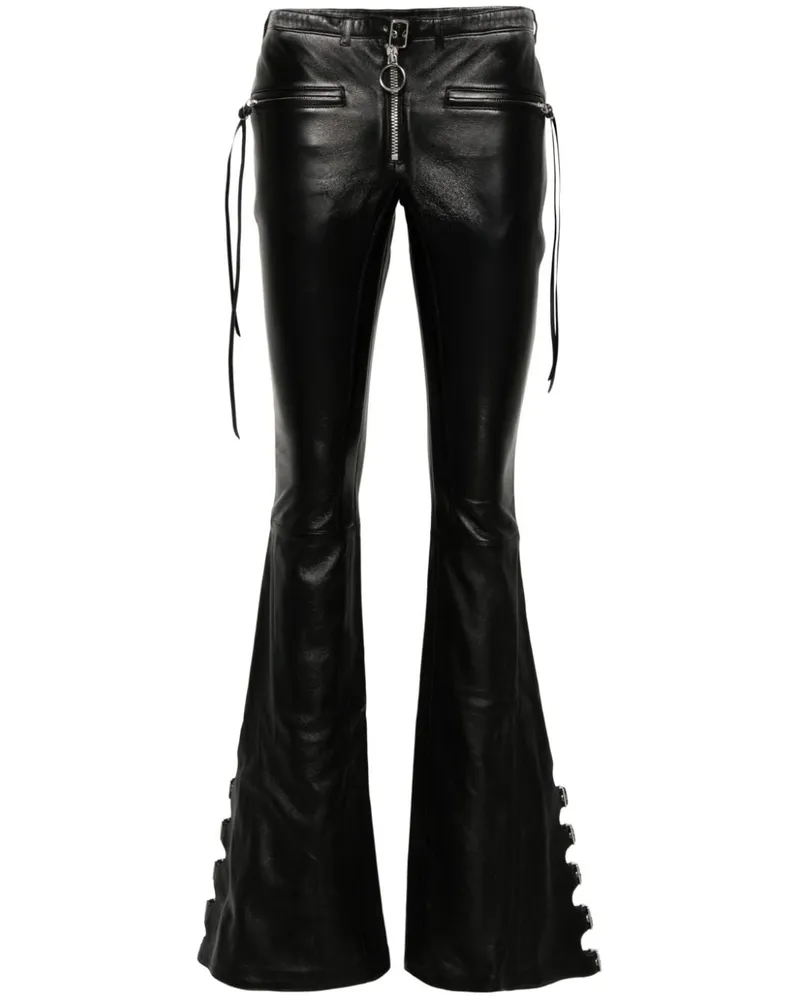 Courrèges Halbhohe Bootcut-Lederhose - Schwarz Schwarz