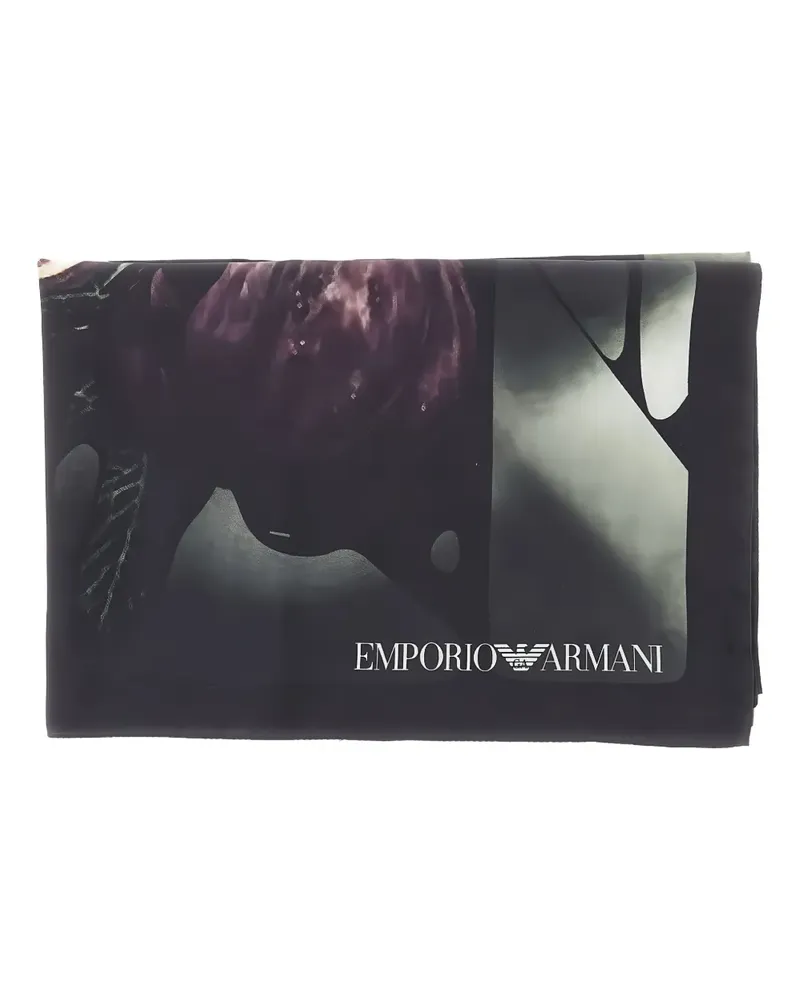Emporio Armani Seidenschal mit Print - Schwarz Schwarz