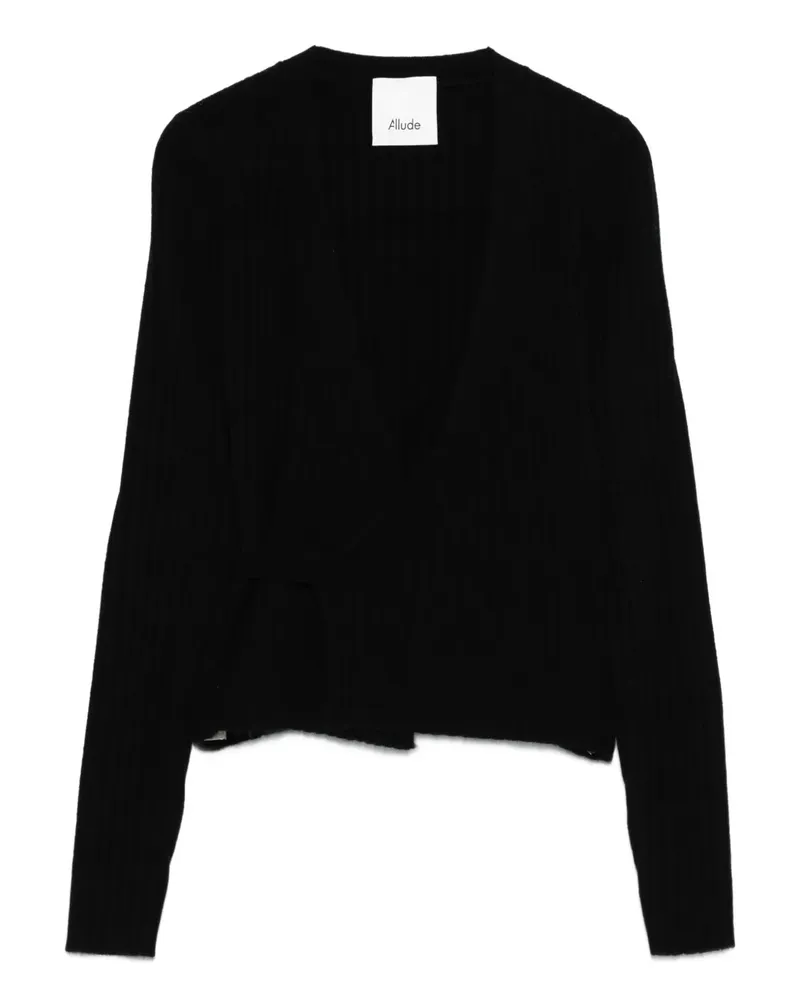 ALLUDE Gerippter Cardigan im Wickelstil - Schwarz Schwarz