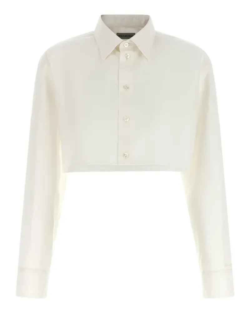 Balenciaga embroidered-logo cropped shirt - Nude Nude