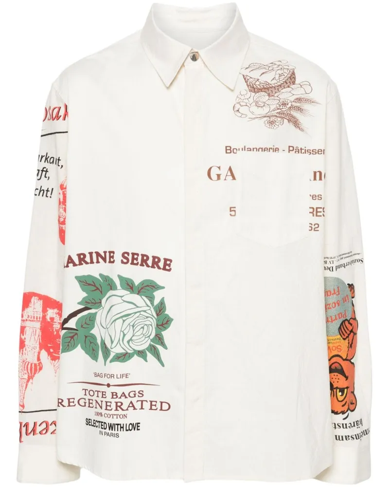 Marine Serre Hemd mit Print-Mix - Nude Nude