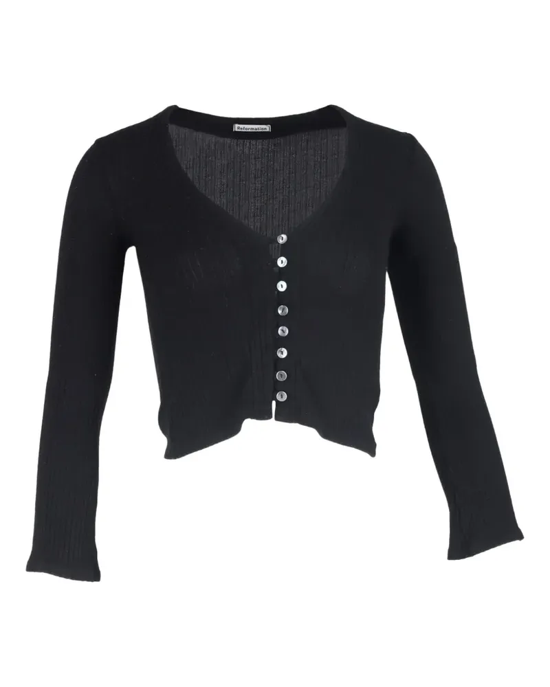 Reformation buttoned cropped cardigan - Schwarz Schwarz
