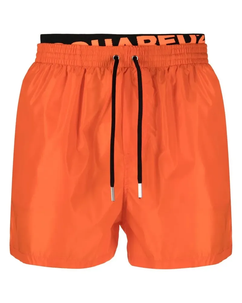 Dsquared2 Badeshorts mit doppeltem Logo-Bund - Orange Orange