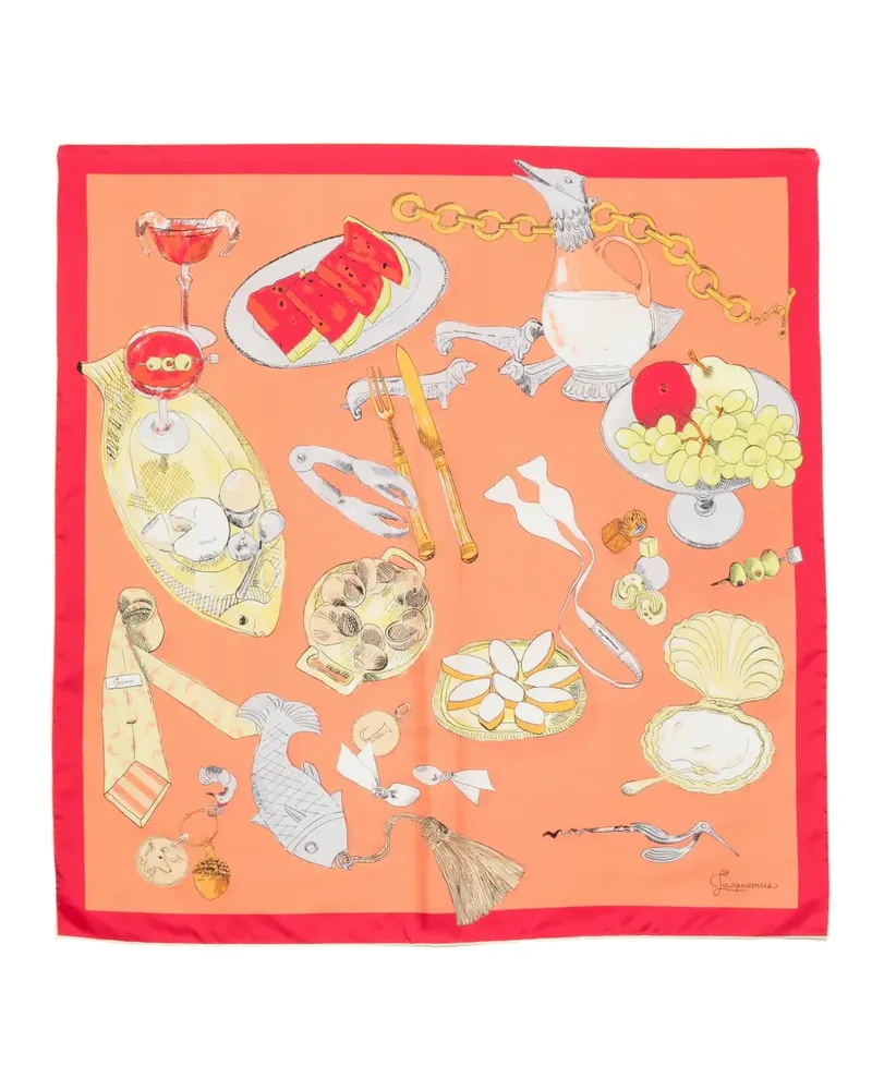 Jacquemus Le Grand Foulard Seidenschal mit Cocktail-Print - Orange Orange