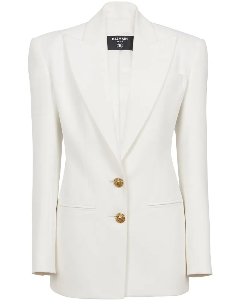 Balmain Einreihiger 2-Button Blazer aus Krepp - Weiß Weiß