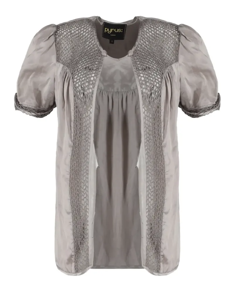 032c crochet short sleeve cardigan - Grau Grau