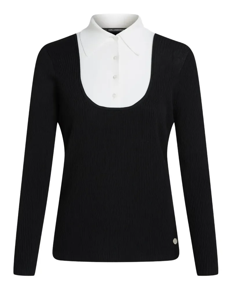 Karl Lagerfeld Pullover mit Hemddetail - Schwarz Schwarz