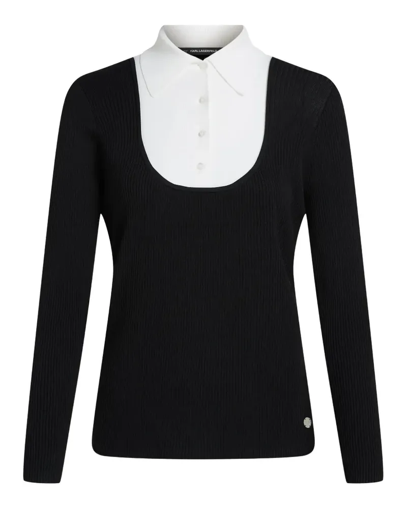 Karl Lagerfeld Pullover mit Hemddetail - Schwarz Schwarz