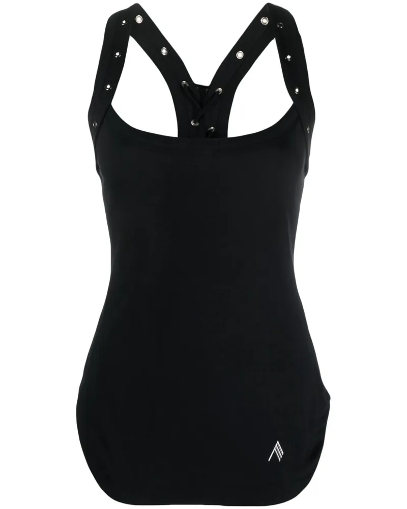 ATTICO Neckholder-Top mit Logo - Schwarz Schwarz