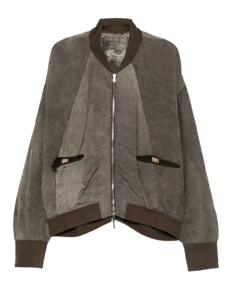 Ziggy Chen striped zipped bomber jacket - Grau Grau