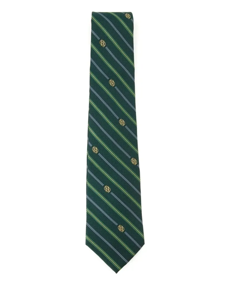 Drôle de Monsieur Rayure Krawatte mit Monogramm - Grün Grün