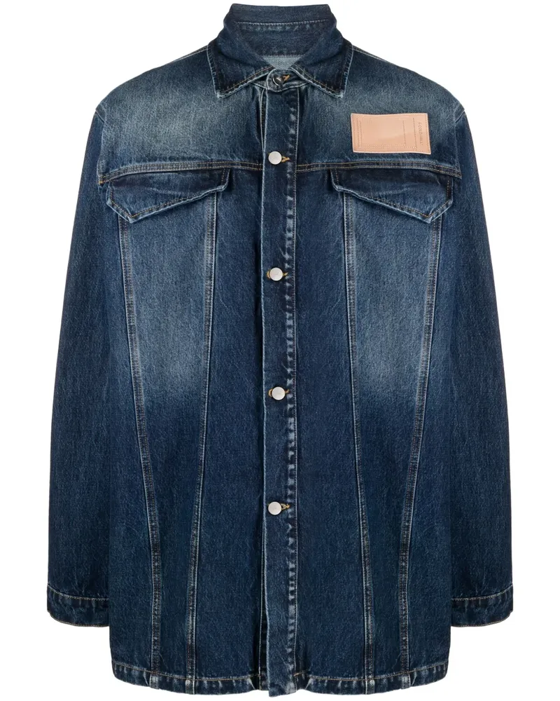 ACW* Ausgeblichene Jeansjacke mit Logo-Applikation - Blau Blau