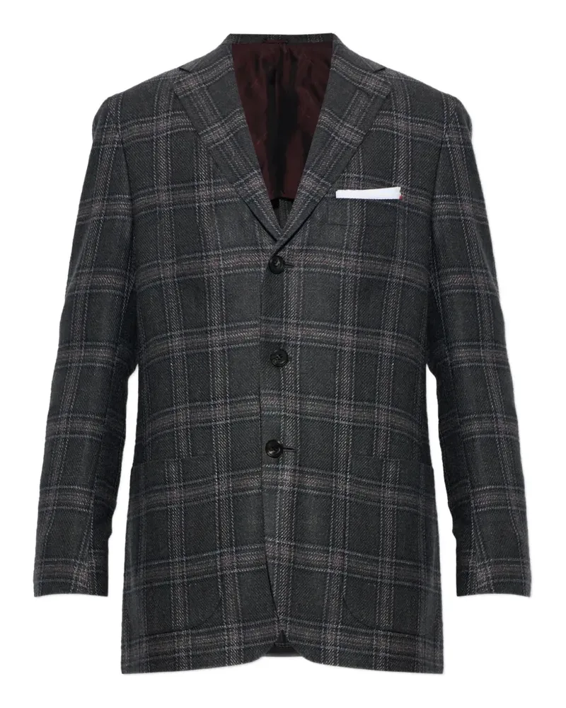 Kiton check-pattern blazer - Grau Grau