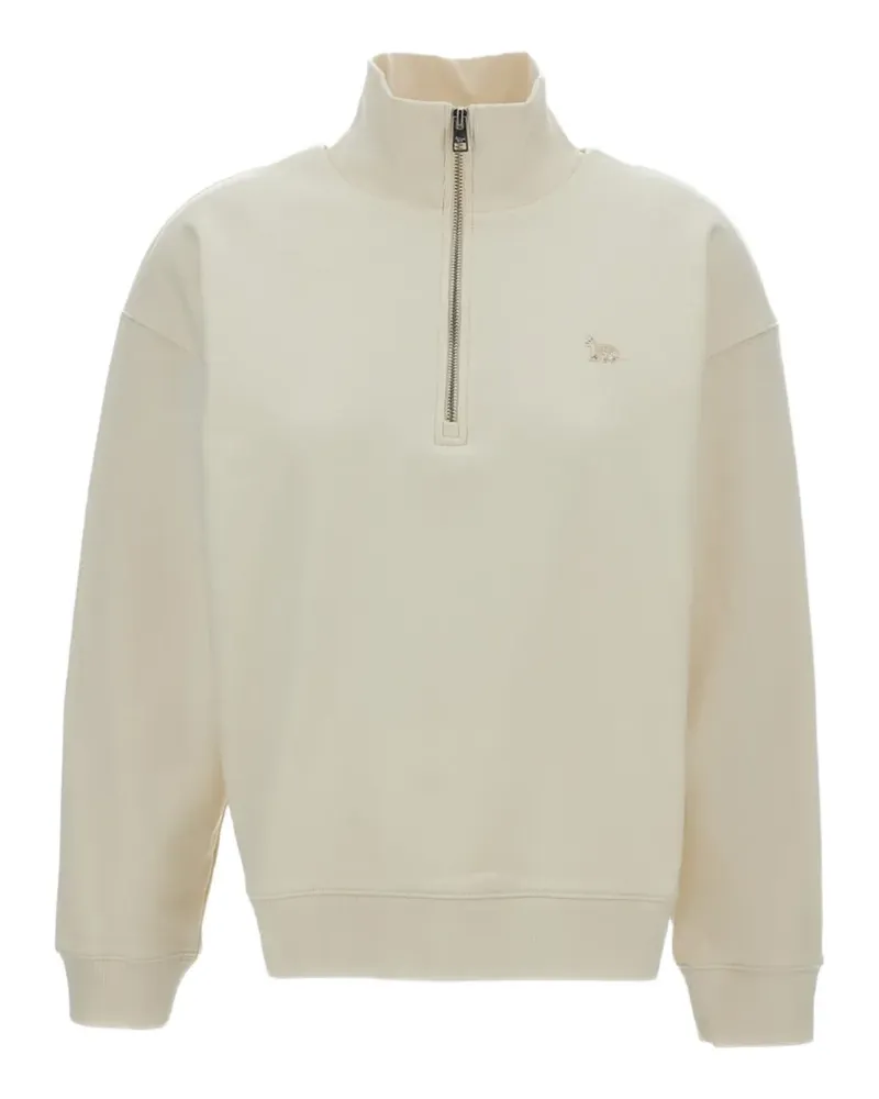 Kitsuné ribbed-trim half-zip sweatshirt - Nude Nude