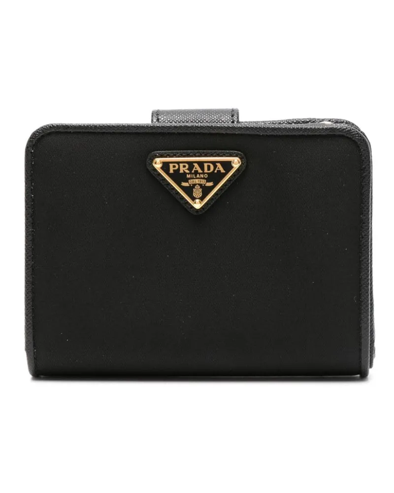 Prada Portemonnaie mit emailliertem Triangel-Logo - Schwarz Schwarz