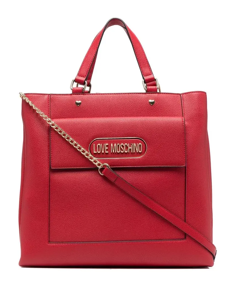 Moschino Shopper mit Logo-Schild - Rot Rot