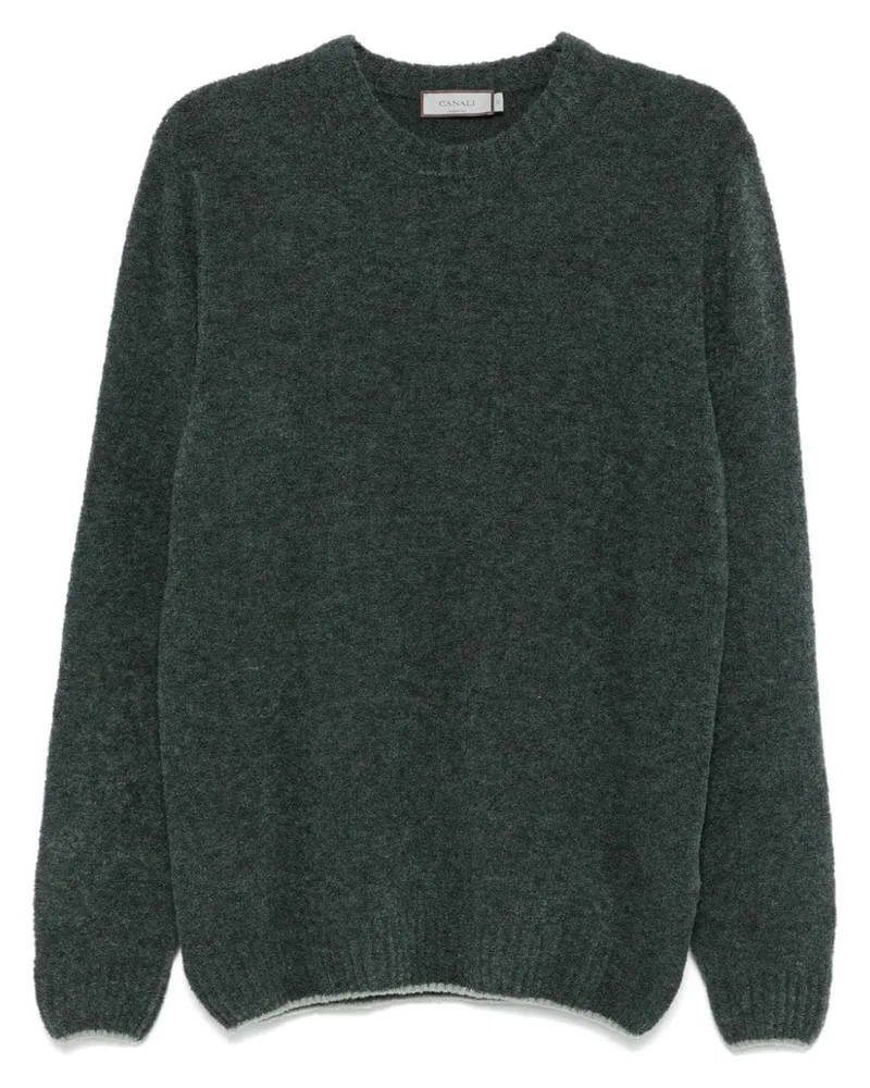 Canali Pullover aus Bouclé Grün