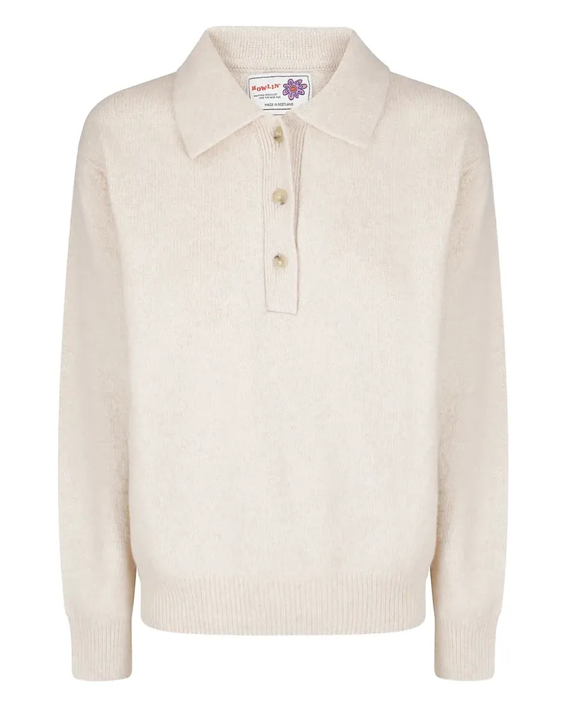 Howlin' buttoned collar polo top - Nude Nude