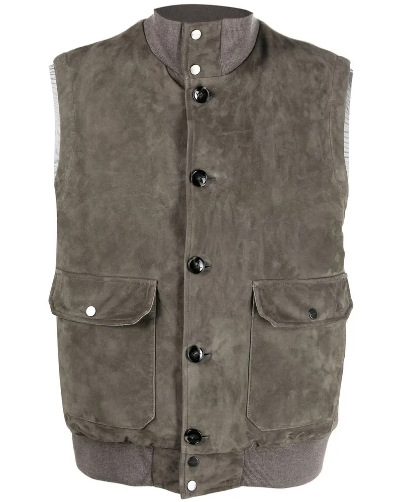 Kiton Daunenweste aus Wildleder - Braun Braun