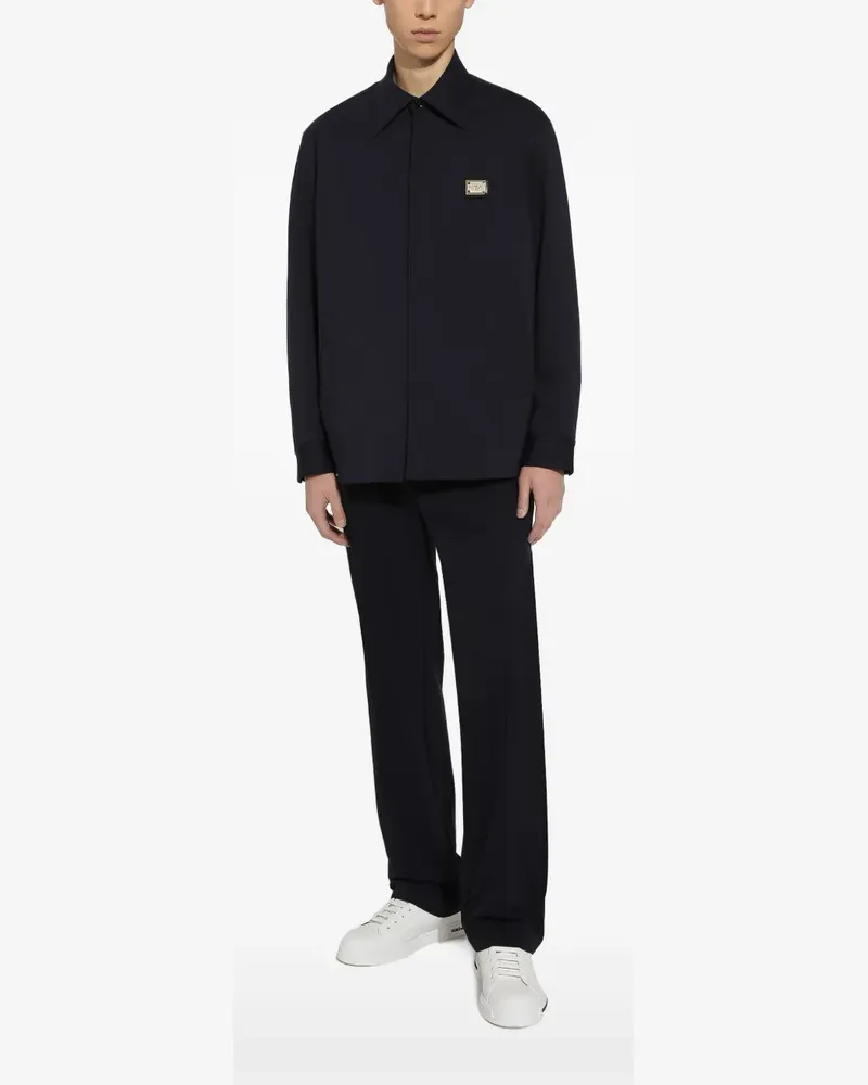 Dolce & Gabbana Hemdjacke mit Logo-Schild - Blau Blau