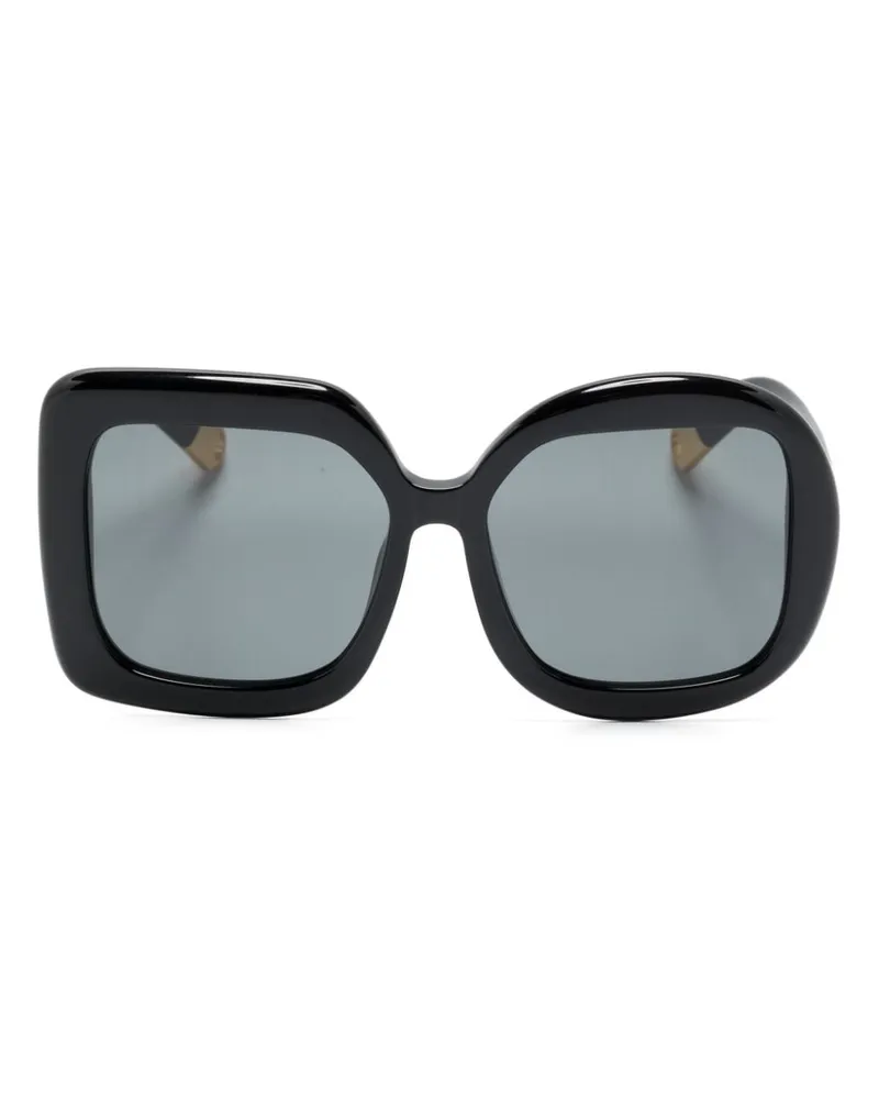 Jacquemus Les Lunettes Carré Rond' Oversized-Sonnenbrille - Schwarz Schwarz
