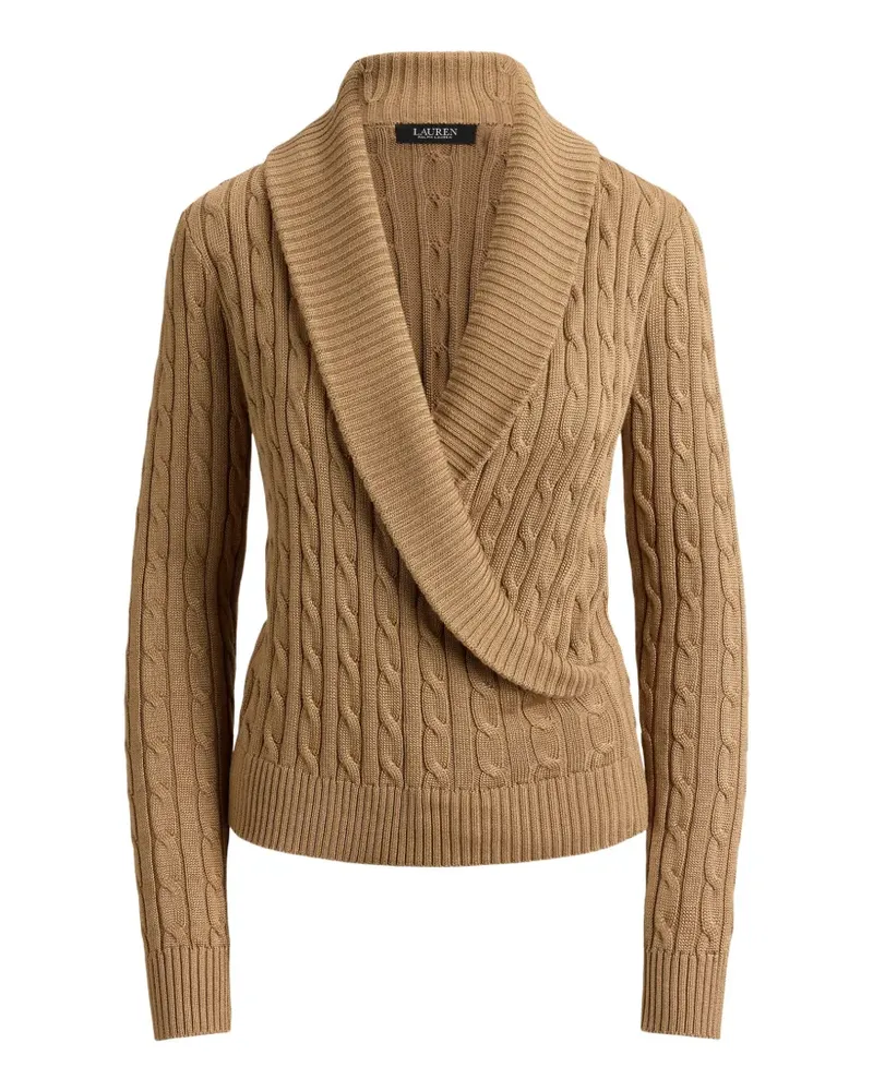 Ralph Lauren Schalkragen-Pullover mit Zopfmuster - Braun Braun