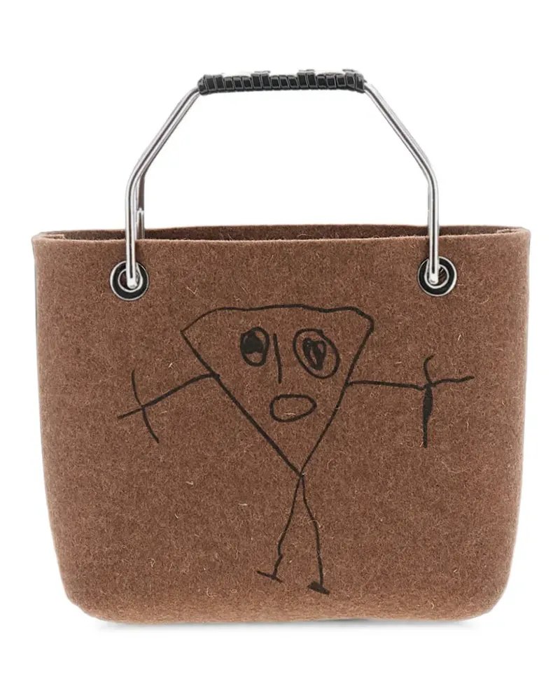 PLAN C mini Pili And Bianca graphic-print tote bag - Braun Braun