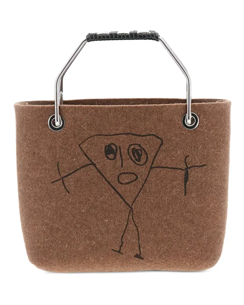 PLAN C Mini Pili And Bianca Tote Bag mit grafischem Print - Braun Braun
