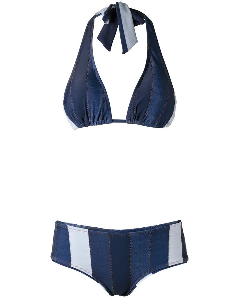 Amir Slama Bikini mit Netzeinsätzen - Blau Blau