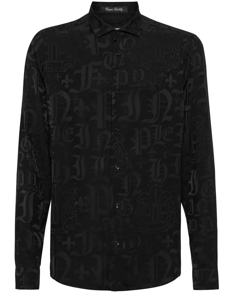 Philipp Plein Kristallverziertes Hemd mit Tiger-Print - Schwarz Schwarz