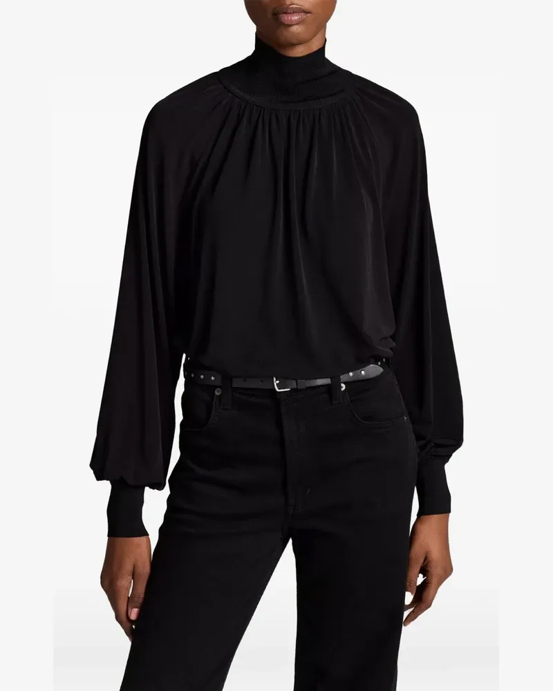 Vince Geraffter Pullover mit geripptem Besatz - Schwarz Schwarz