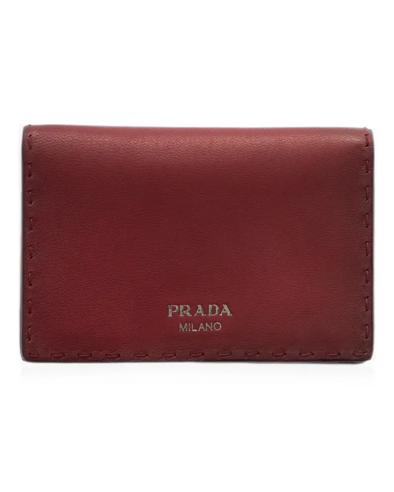 Prada Kartenetui aus gealtertem Leder - Rot Rot
