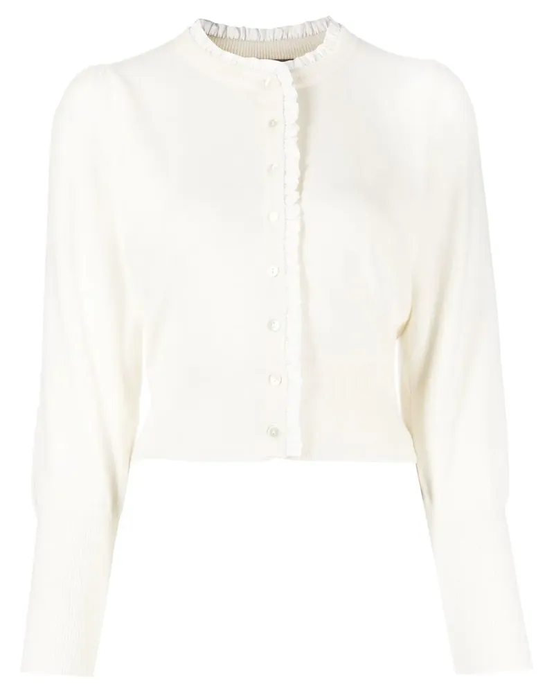 N.Peal Cardigan mit Rüschen - Weiß Weiß