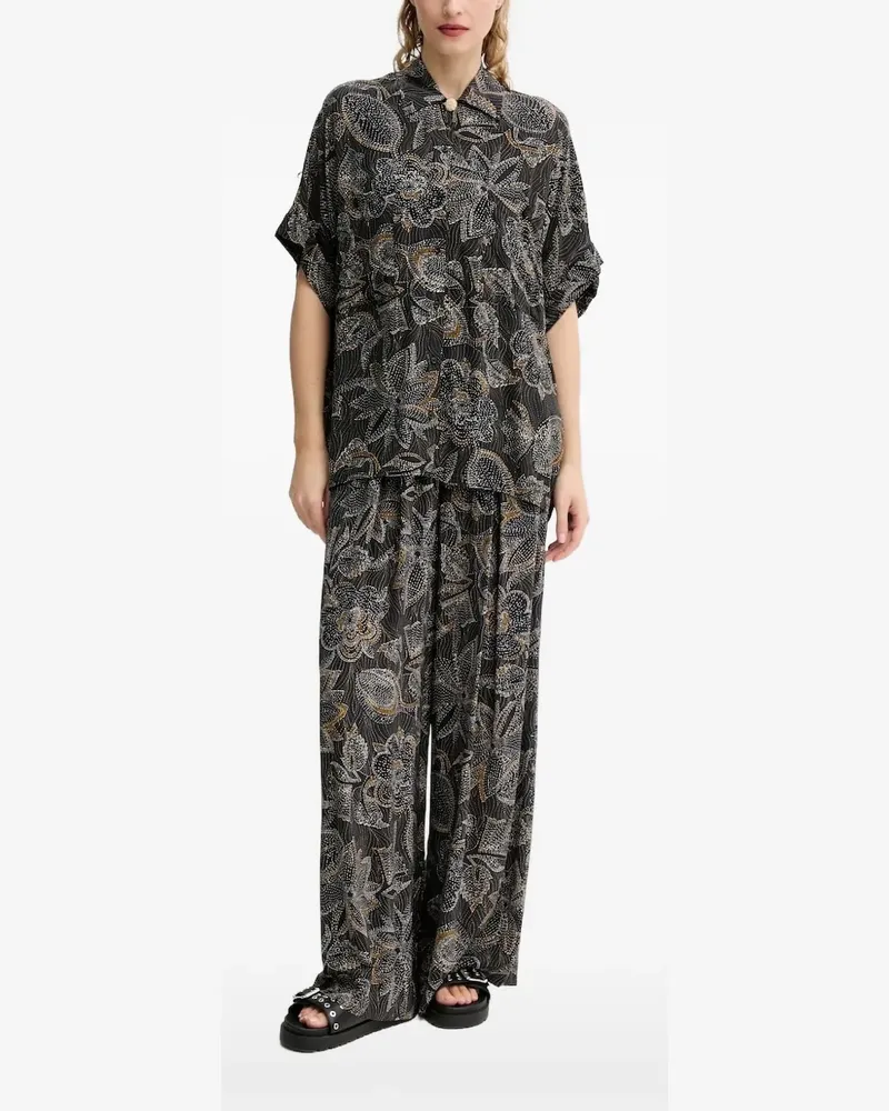 Sessùn T-Shirt mit Stickerei und Print - Schwarz Schwarz